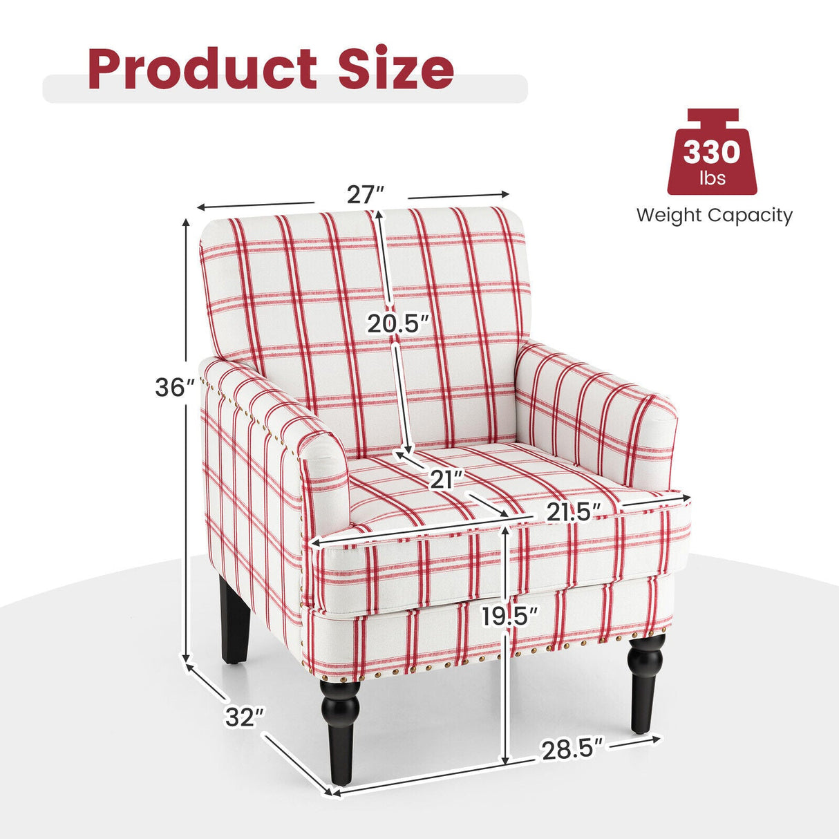 Sillón Moderno Tapizado Acolchado con Patas de Madera de Caucho