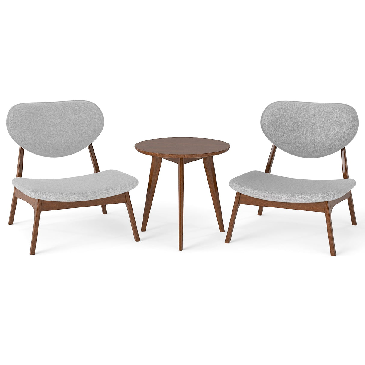 Juego de 2 sillas decorativas con mesa auxiliar y estructura de madera maciza