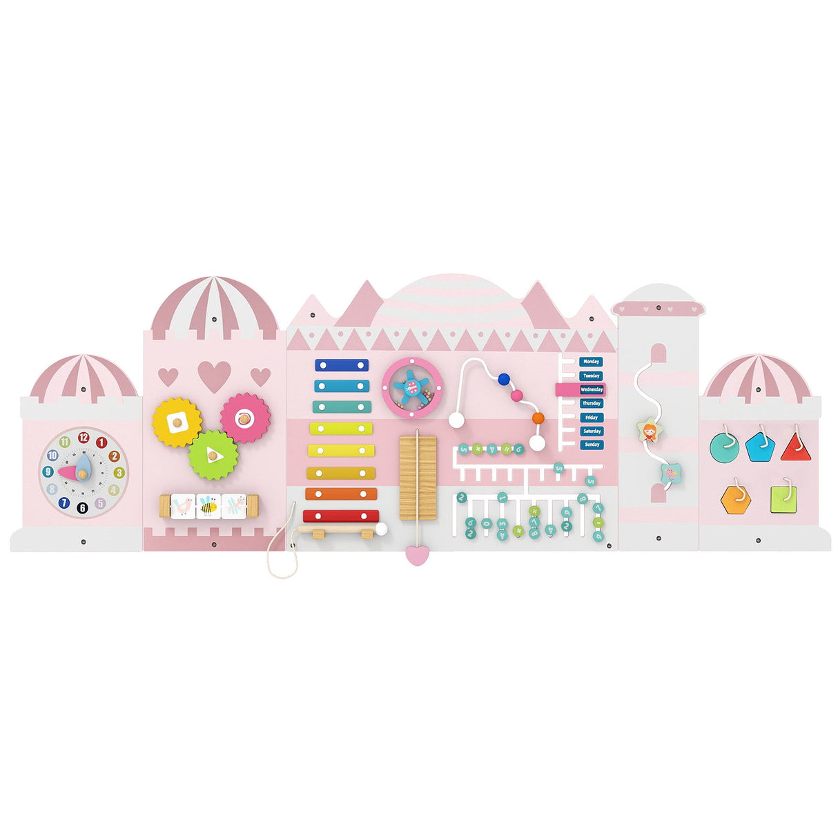 Paneles de tablero de actividades sensoriales de madera para niños pequeños - Rosa