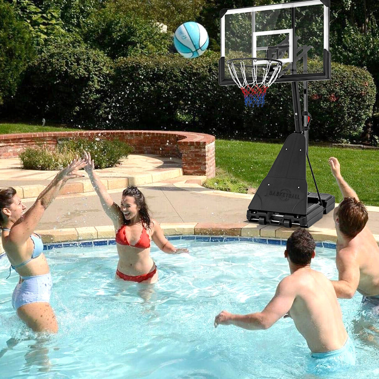Sistema de aro de baloncesto portátil con altura ajustable de 4.9 a 10 pies