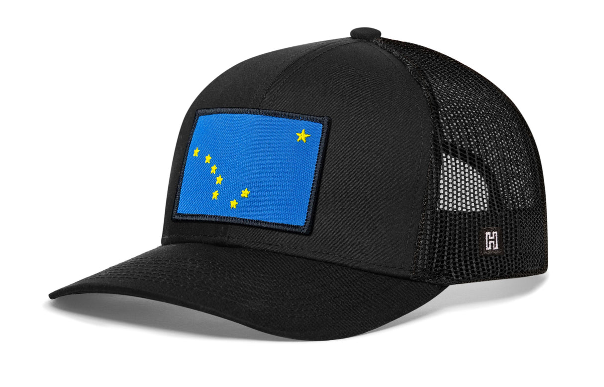 Alaska Flag Trucker Hat | Black Alaska Flag Snapback