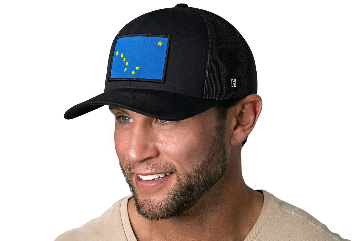 Alaska Flag Trucker Hat | Black Alaska Flag Snapback