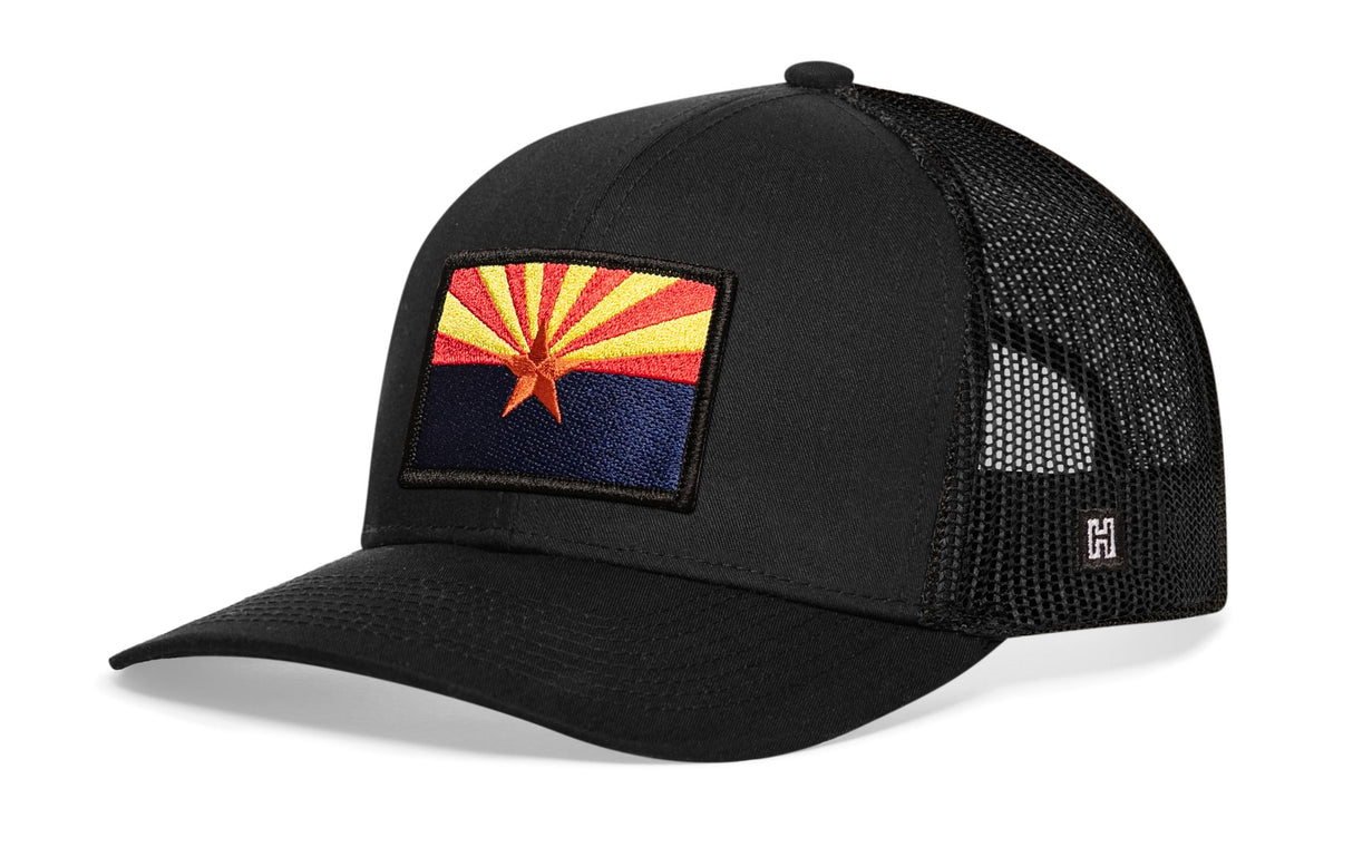 Arizona Flag Trucker Hat | Black CA Snapback