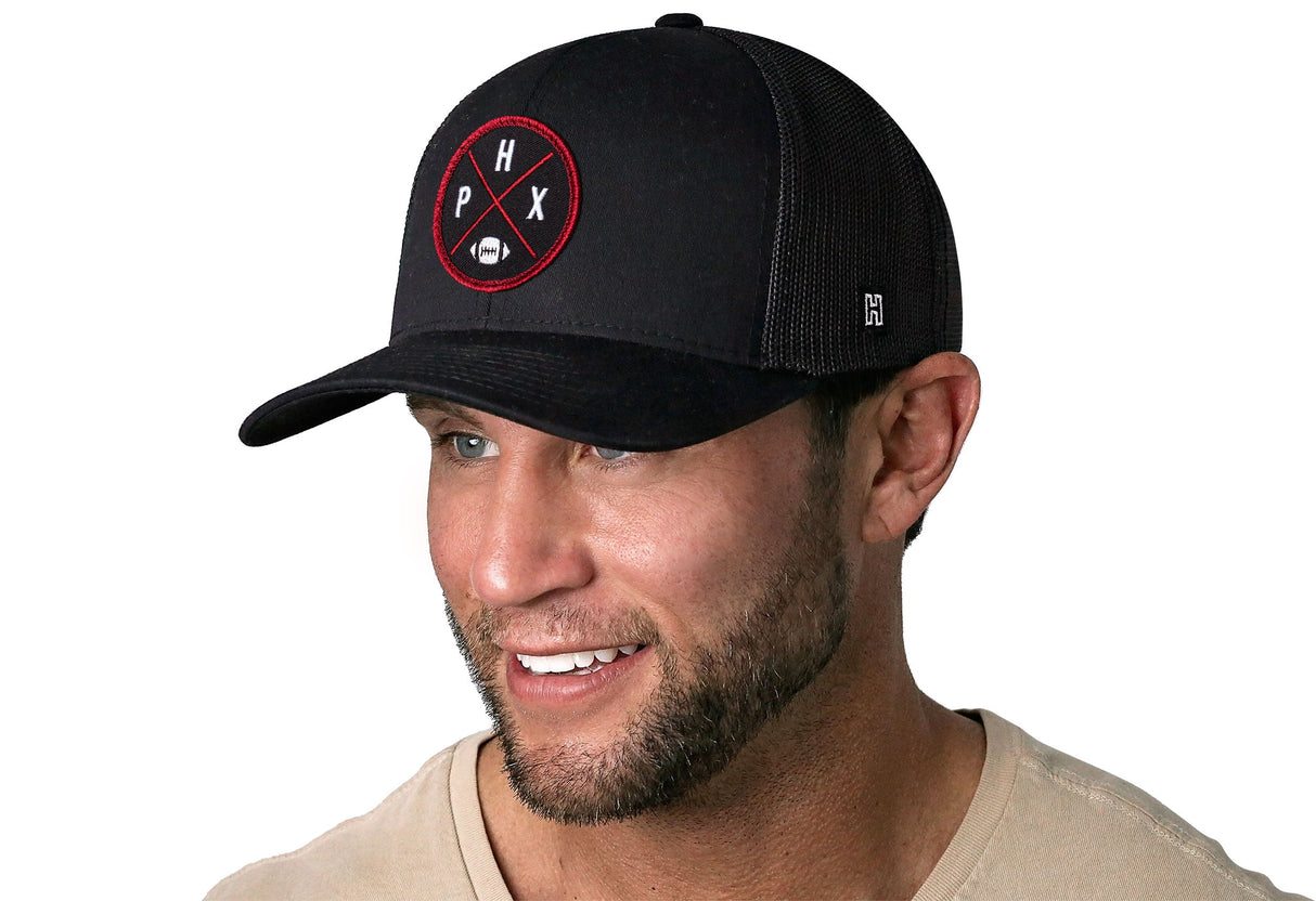 Arizona Trucker Hat | Black PHX X Football Snapback