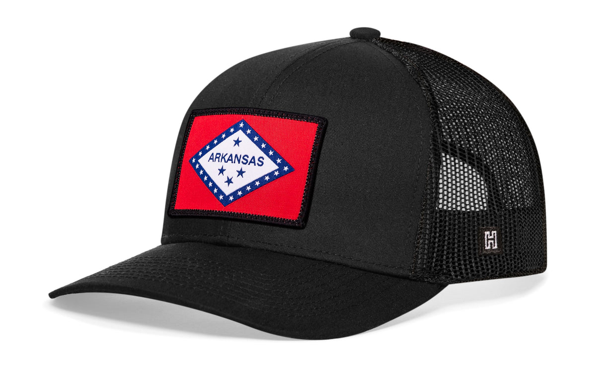 Arkansas Flag Trucker Hat | Black Arkansas Flag Snapback