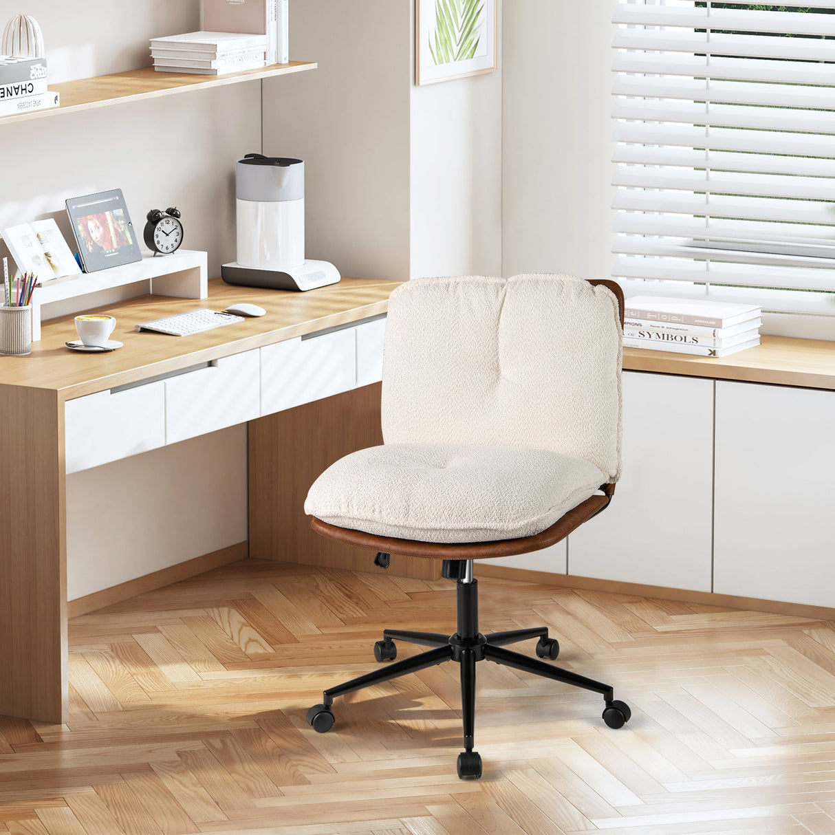 Silla de oficina sin brazos con respaldo reclinable