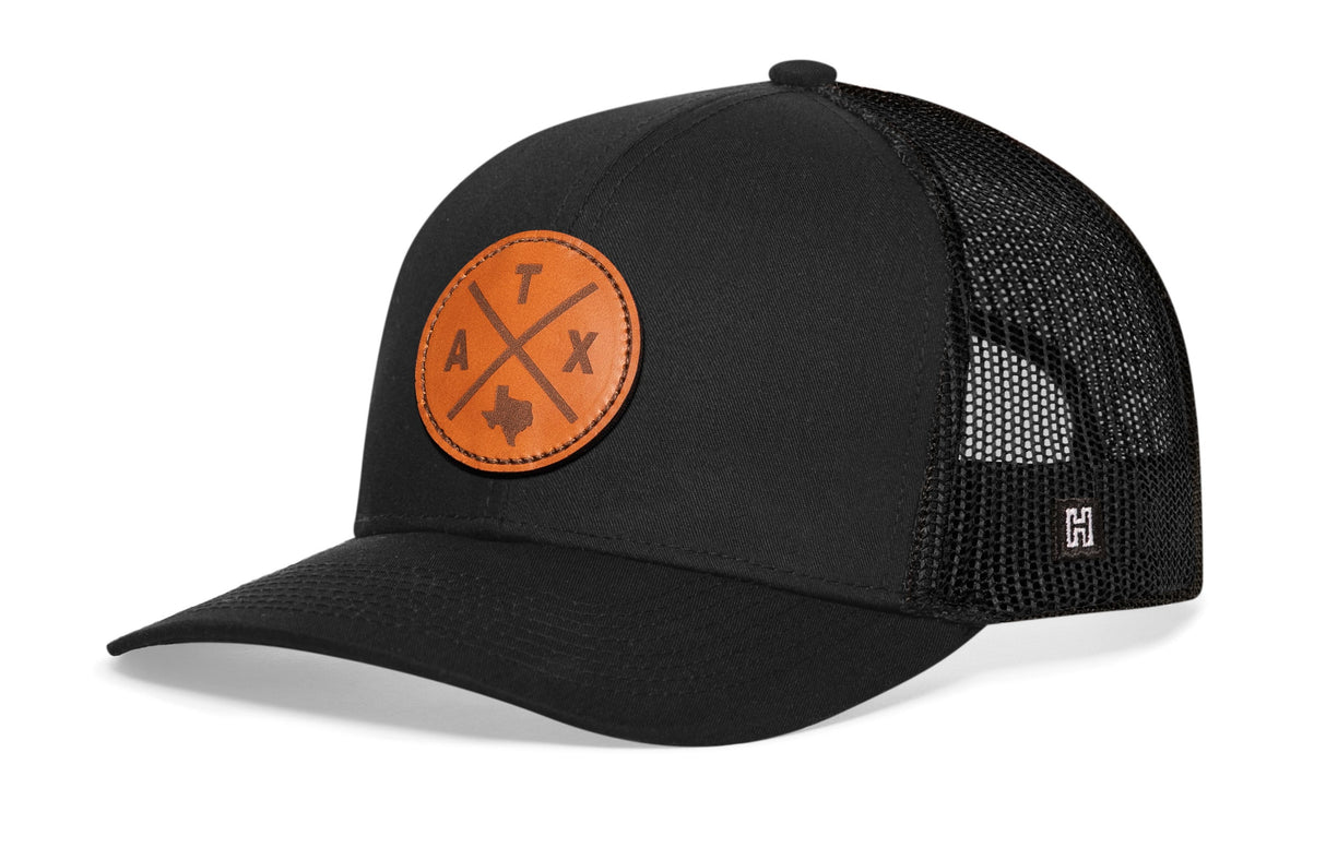 Austin Trucker Hat Leather | Black ATX X Snapback