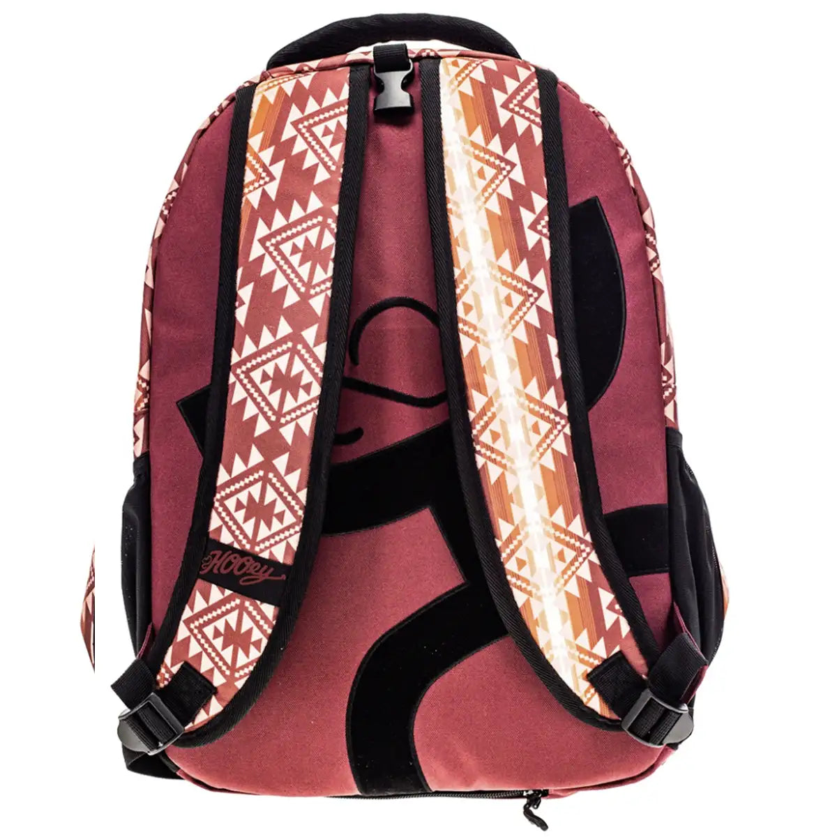 Mochila HOOey "Recess" con patrón azteca integral (Granate/Blanco/Gris)