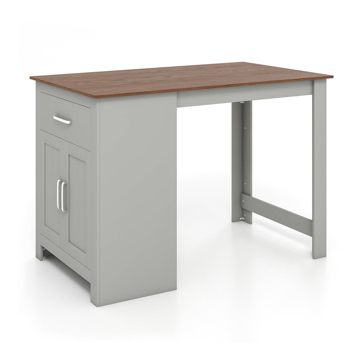Mesa alta de bar con mueble de almacenamiento y cajón