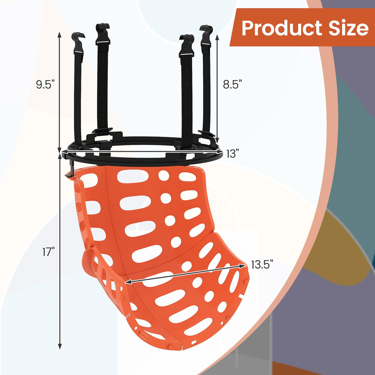 Accesorio de Retorno de Baloncesto con 4 Ganchos Desmontables sin Herramientas (Apto para Aros de 18 Pulgadas)