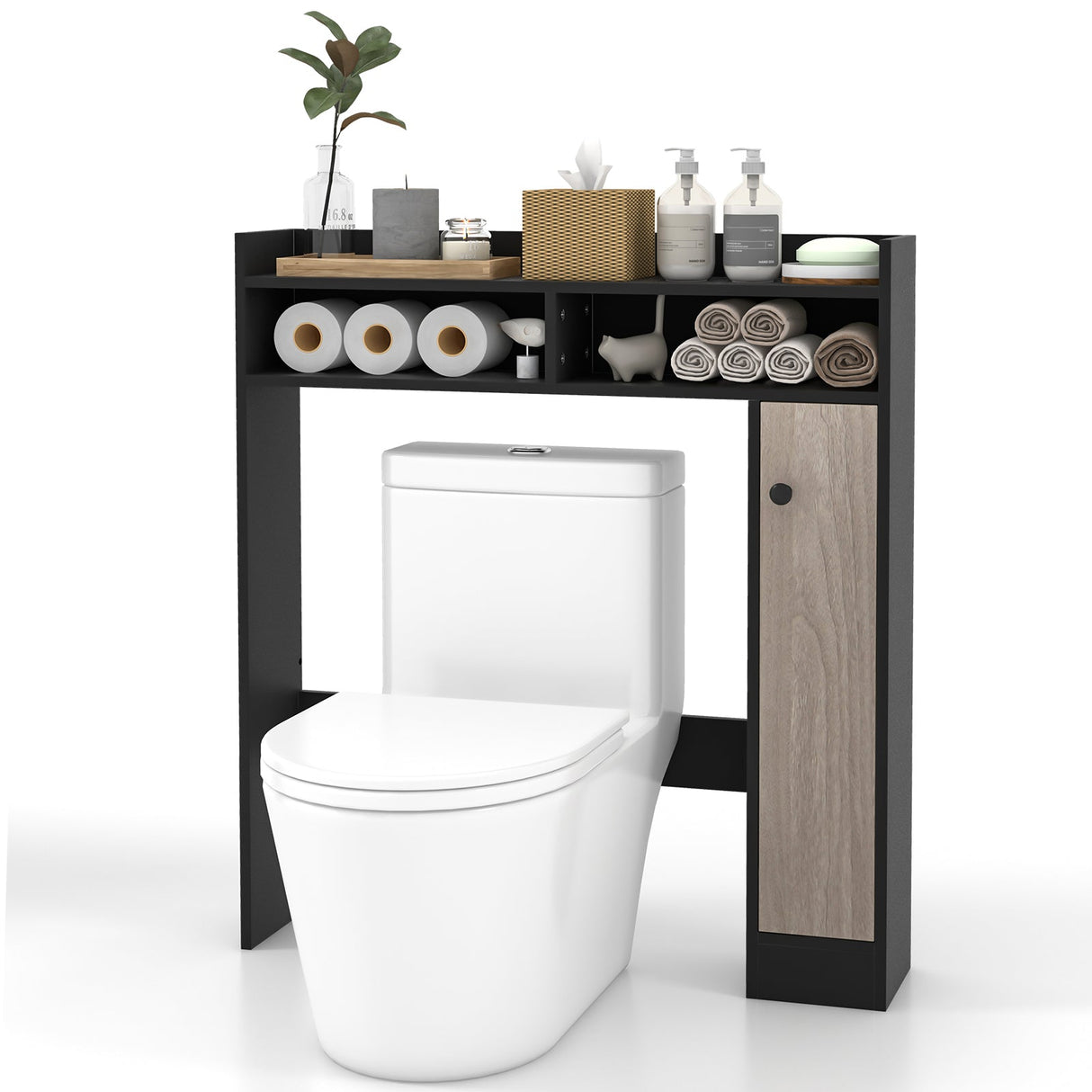 Organizador de almacenamiento de suelo para baño sobre el inodoro con estantes ajustables