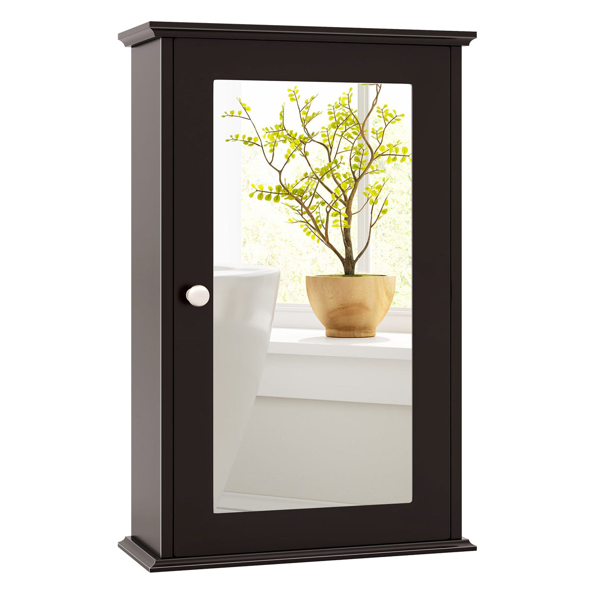 Armario de pared para baño con puerta de espejo individual