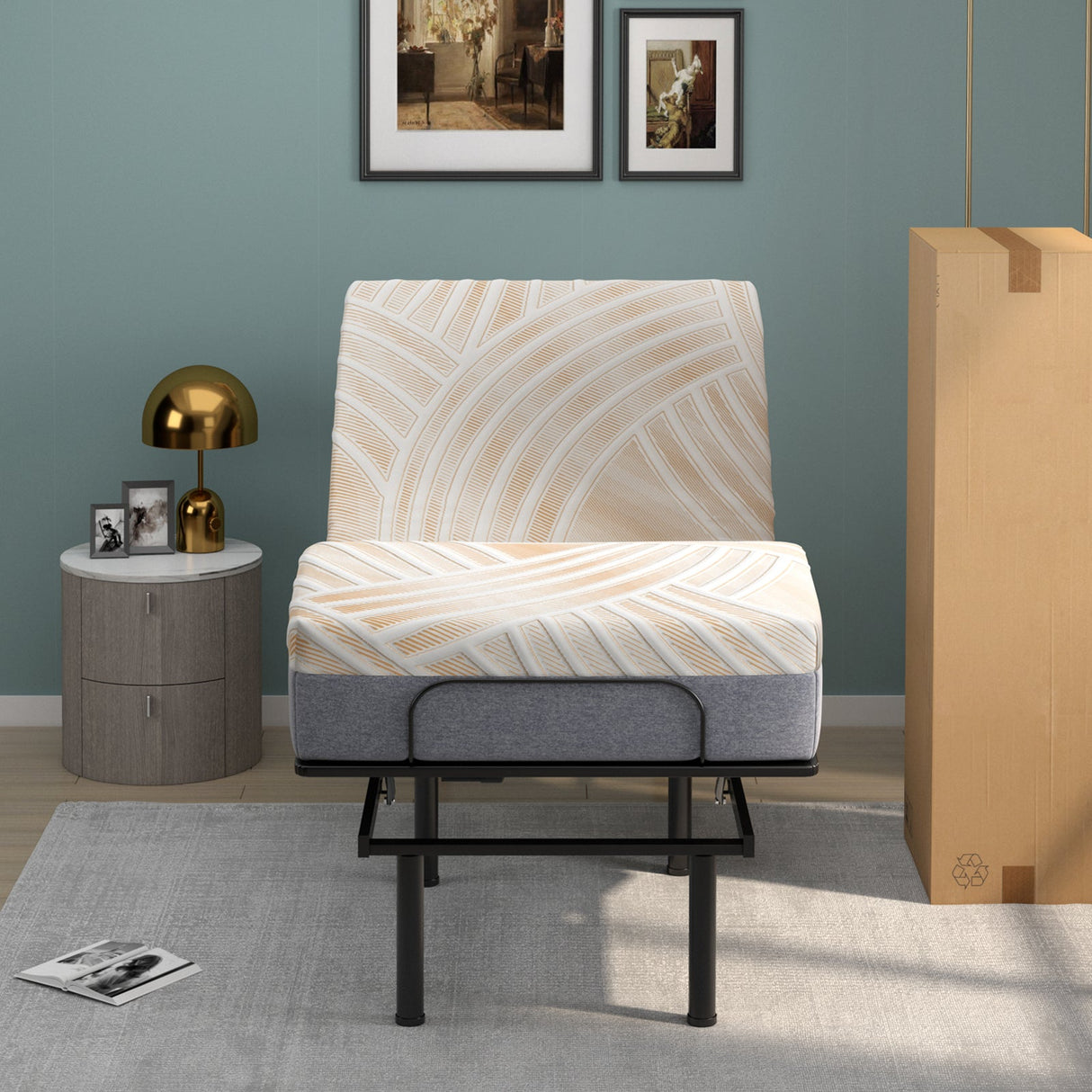 Colchón de espuma viscoelástica tamaño individual con cubierta de jacquard para base de cama ajustable