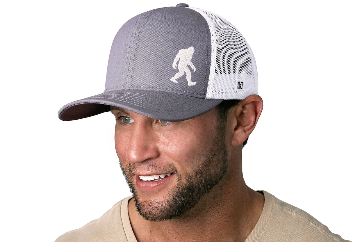 Bigfoot Trucker Hat | Gray-White Sasquatch Snapback