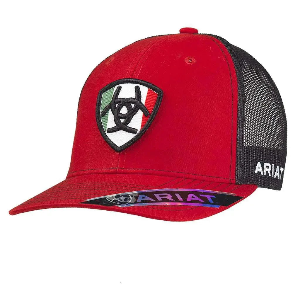 Gorra trucker con parche Ariat Mexican Shield (rojo/negro)