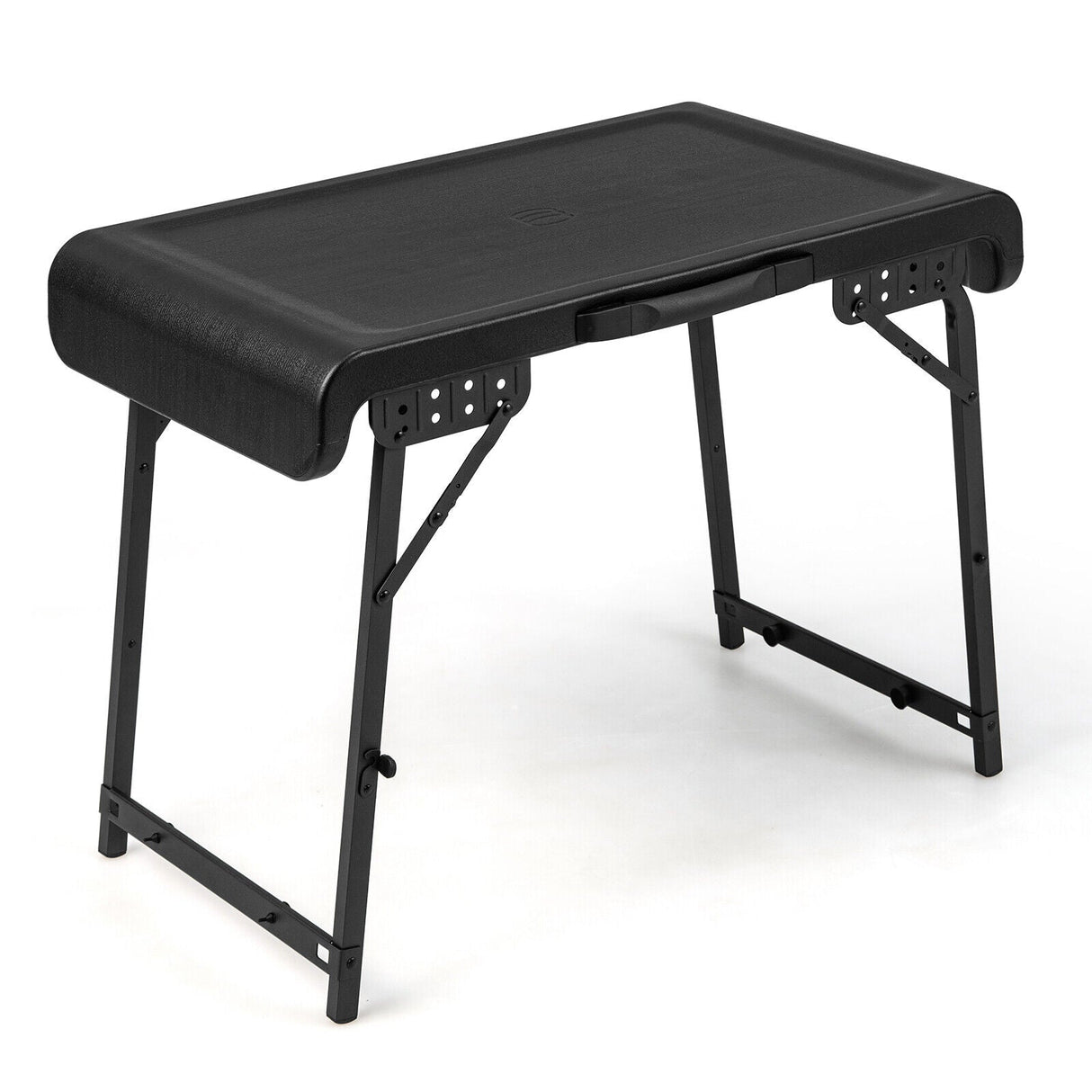 Juego de taburetes de mesa plegables de camping de 3 piezas con 2 taburetes LED retráctiles - Negro