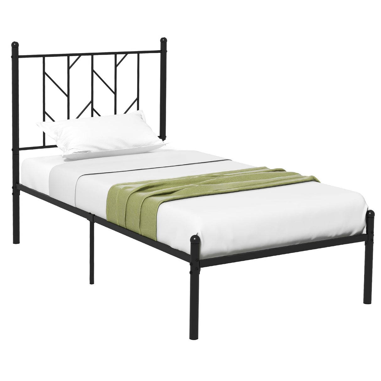Base de cama de plataforma tamaño individual/matrimonial/queen con resistente soporte de listones de metal