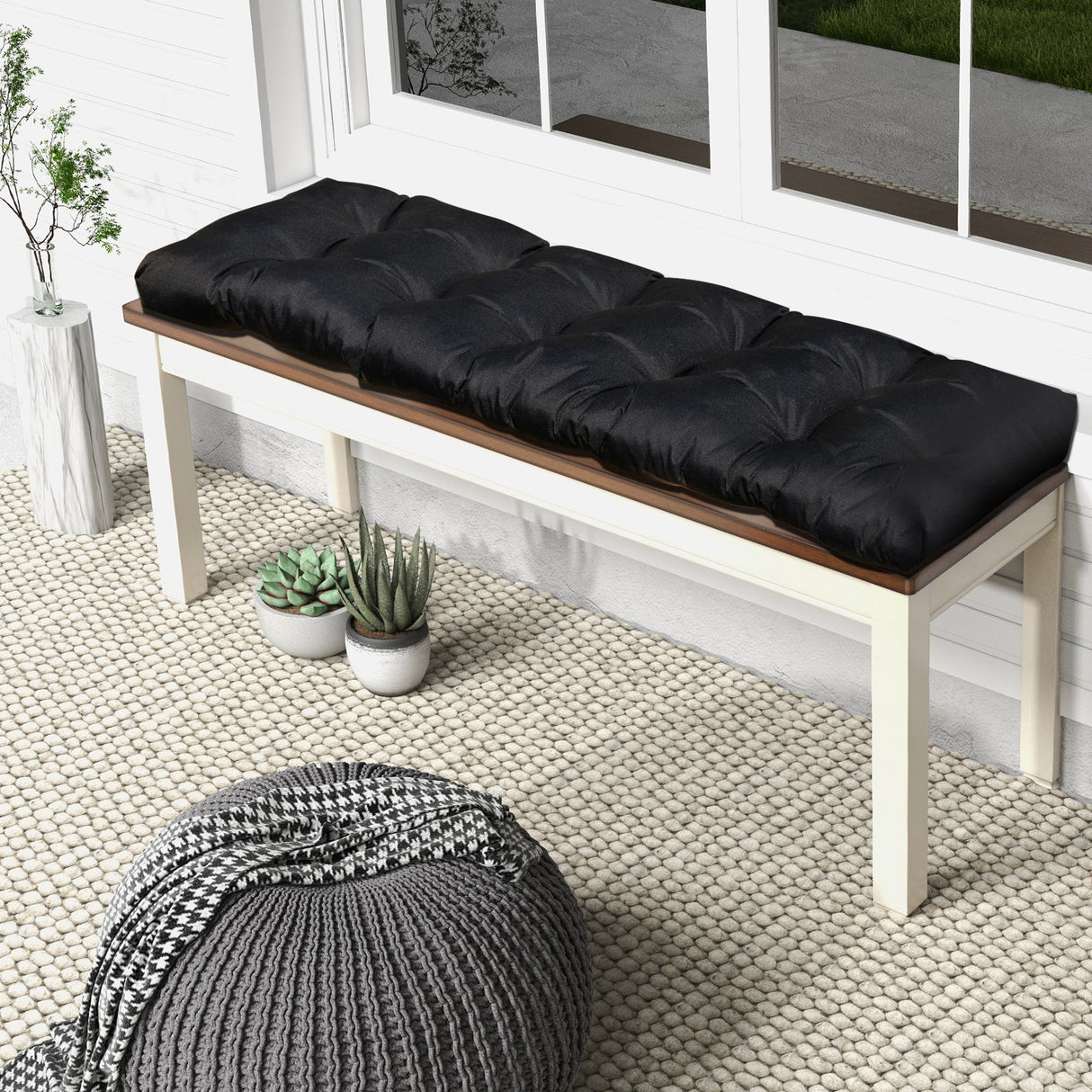 Indoor Outdoor Tufted Bench Cushion with Soft PP Cotton