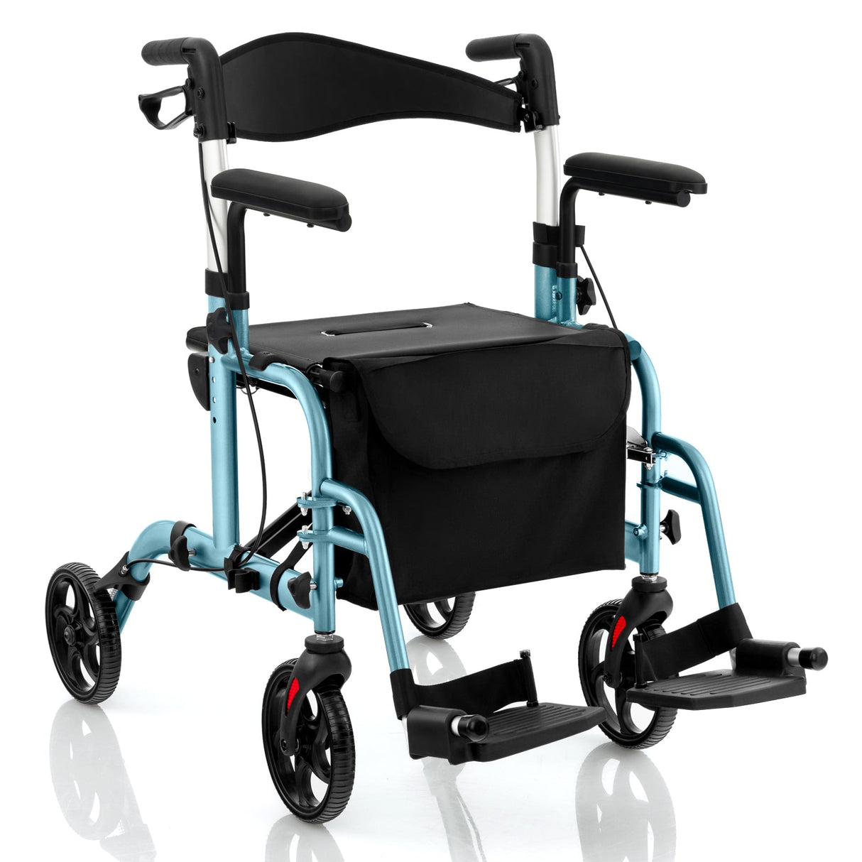 Andador enrollable plegable con asiento y ruedas, soporta hasta 136 kg