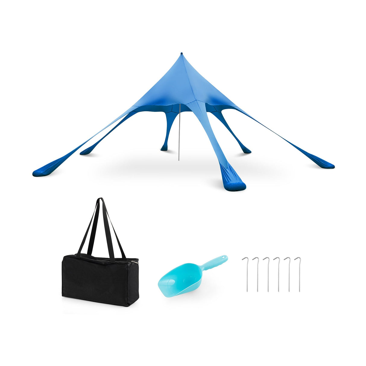 Carpa Toldo de Playa de 20 x 20 pies con Protección Solar UPF 50+ y Pala