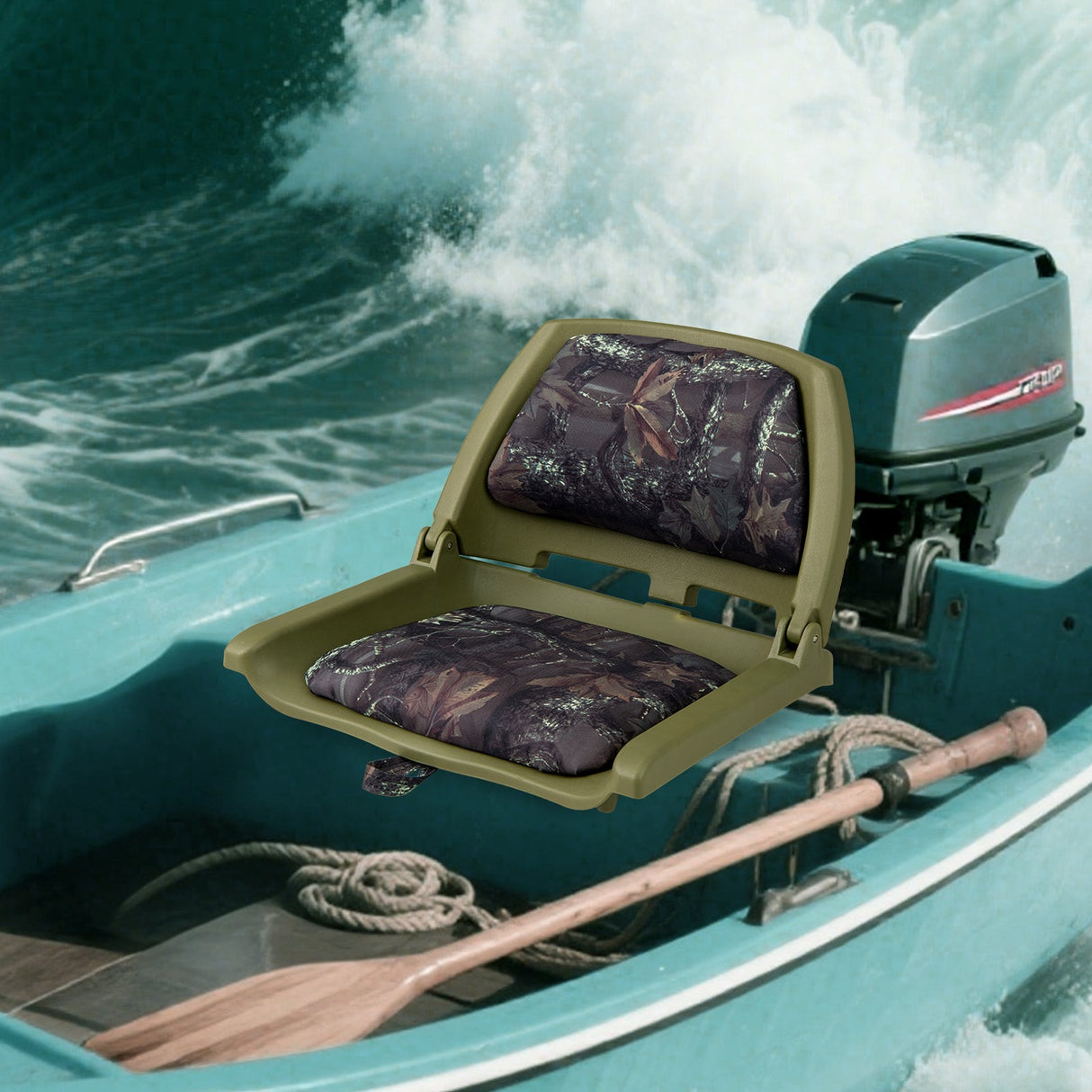 Asiento de barco plegable con respaldo bajo y PVC de calidad marina