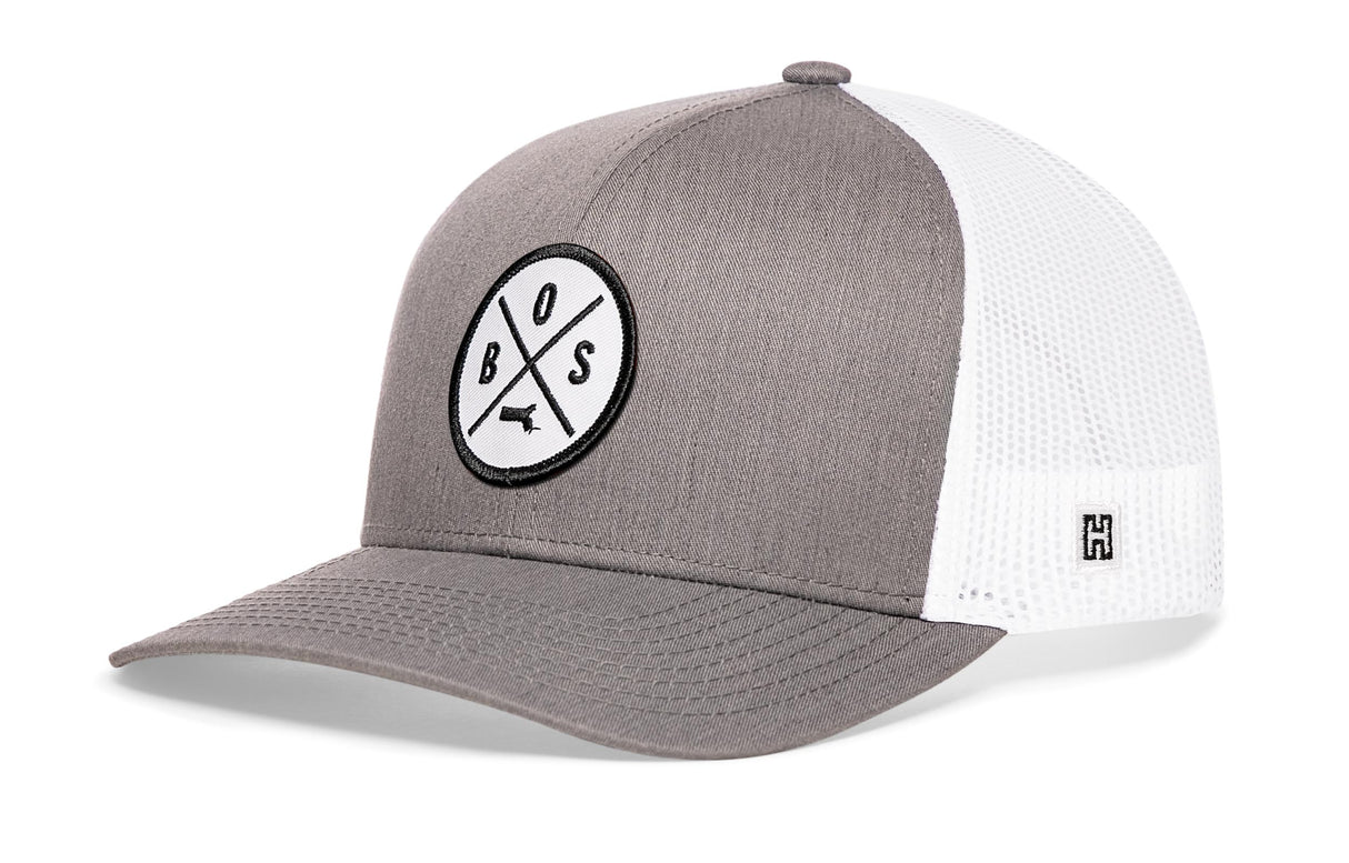 Boston Trucker Hat | Gray-White BOS X Snapback
