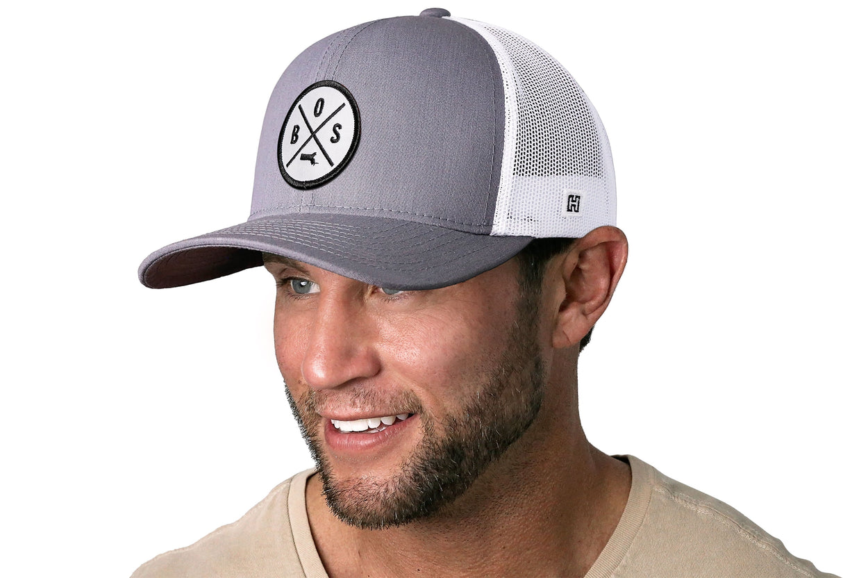 Boston Trucker Hat | Gray-White BOS X Snapback