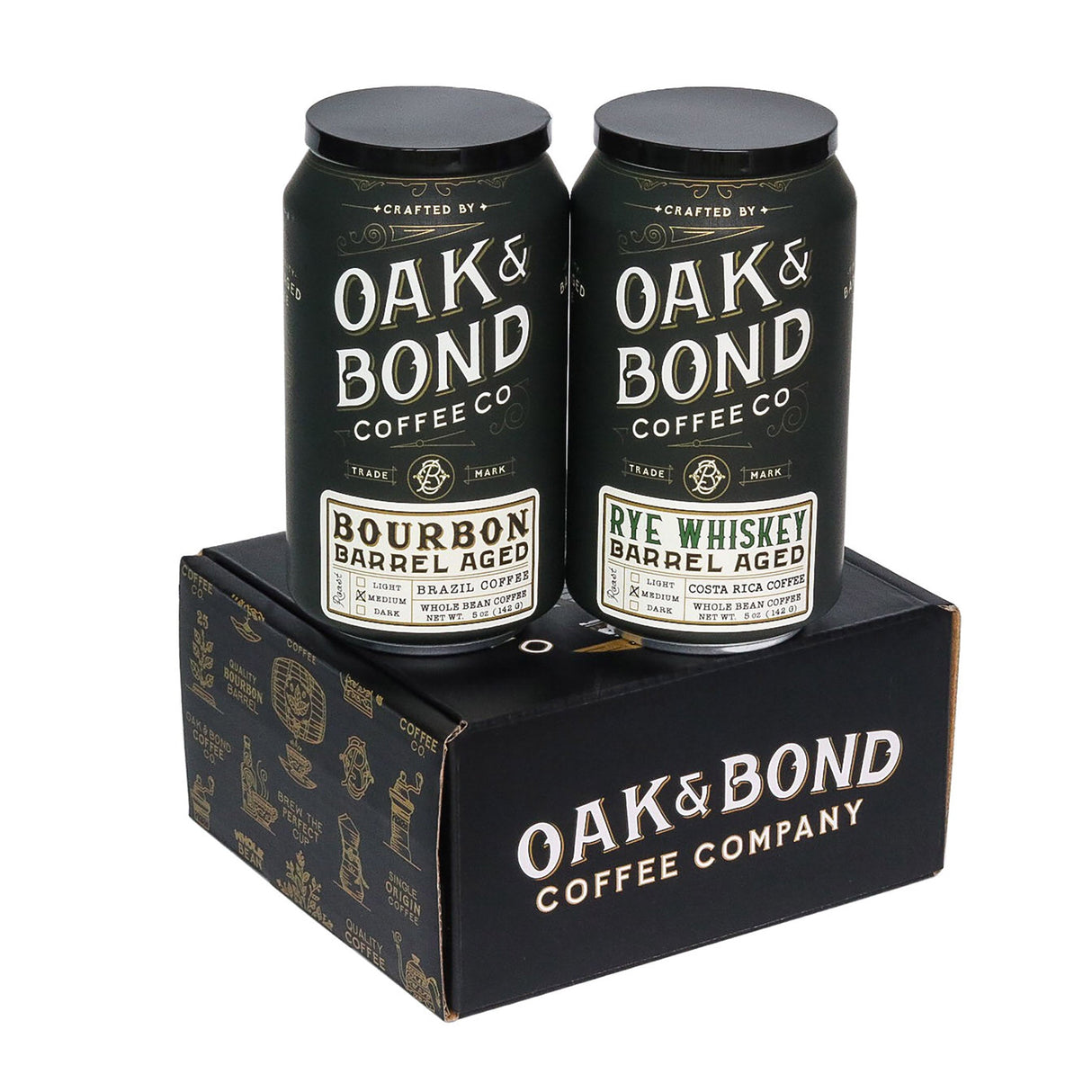 Bourbon and Rye Whiskey Barrel Aged Coffee Box