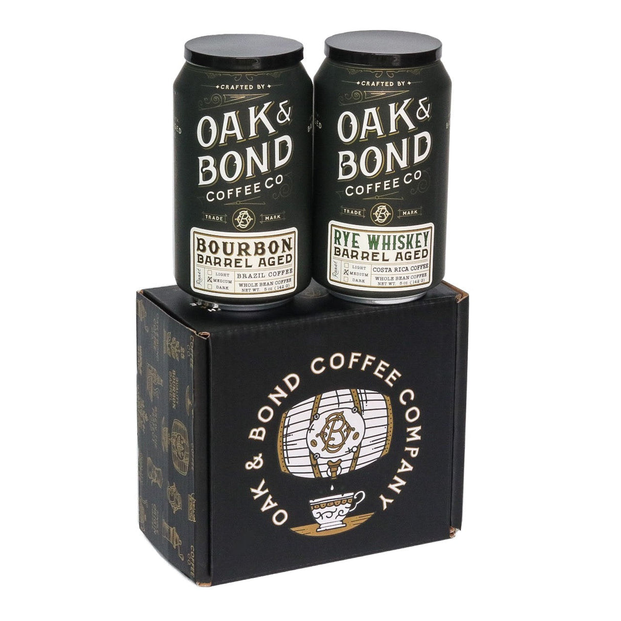 Bourbon and Rye Whiskey Barrel Aged Coffee Box