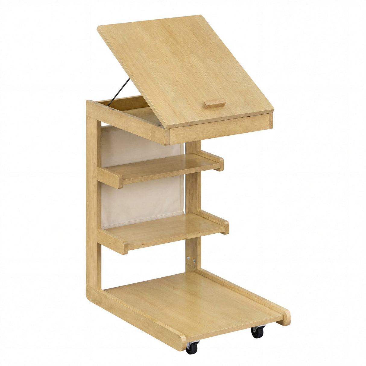 Mesa auxiliar en forma de C con ruedas y tablero ajustable para sofá, cama o mesilla de noche