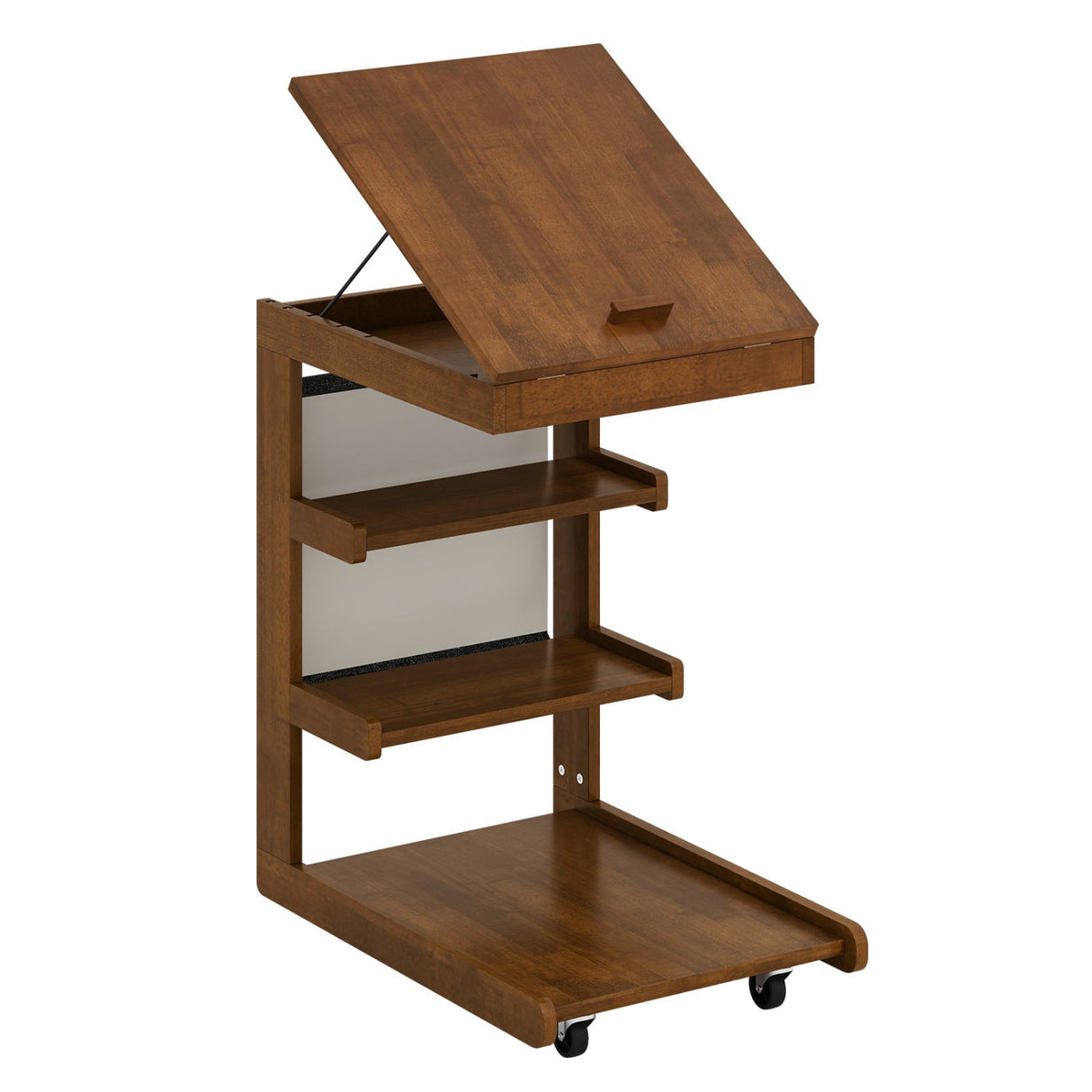 Mesa auxiliar en forma de C con ruedas y tablero ajustable para sofá, cama o mesilla de noche
