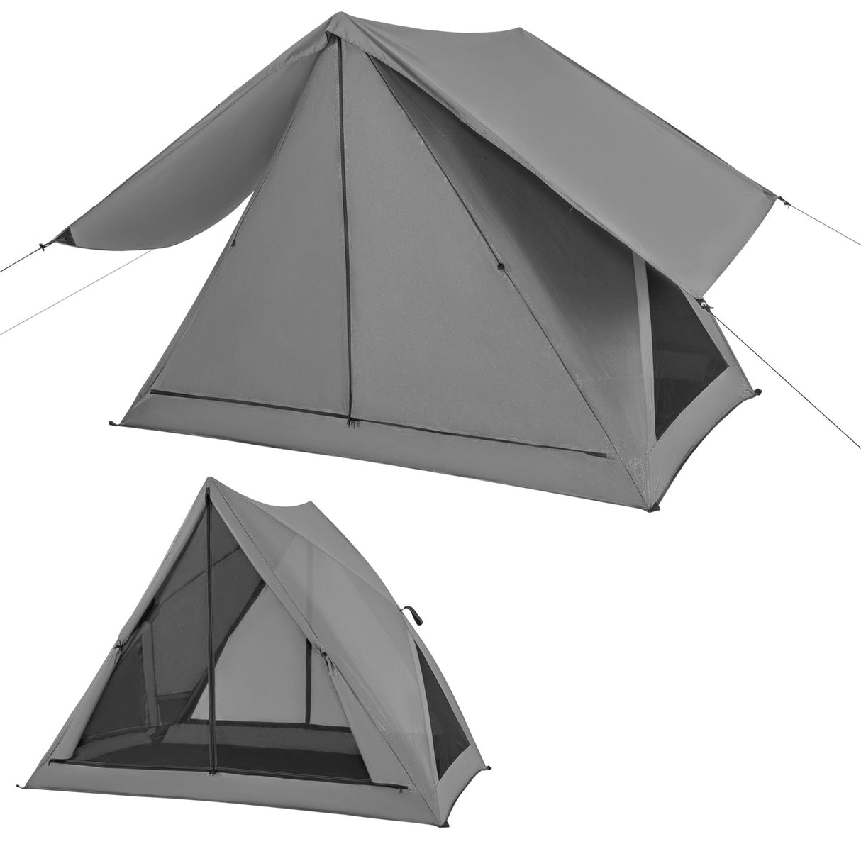 Tienda de campaña emergente para 2-3 personas con bolsa de transporte y doble techo para mochileros, senderismo, viajes - Gris