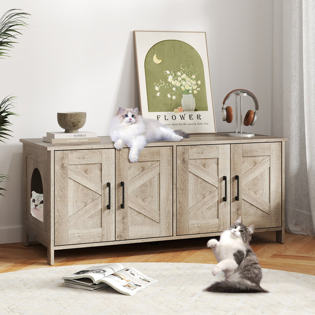 Arenero para gatos Mueble arenero para 2 gatos Mueble arenero moderno oculto