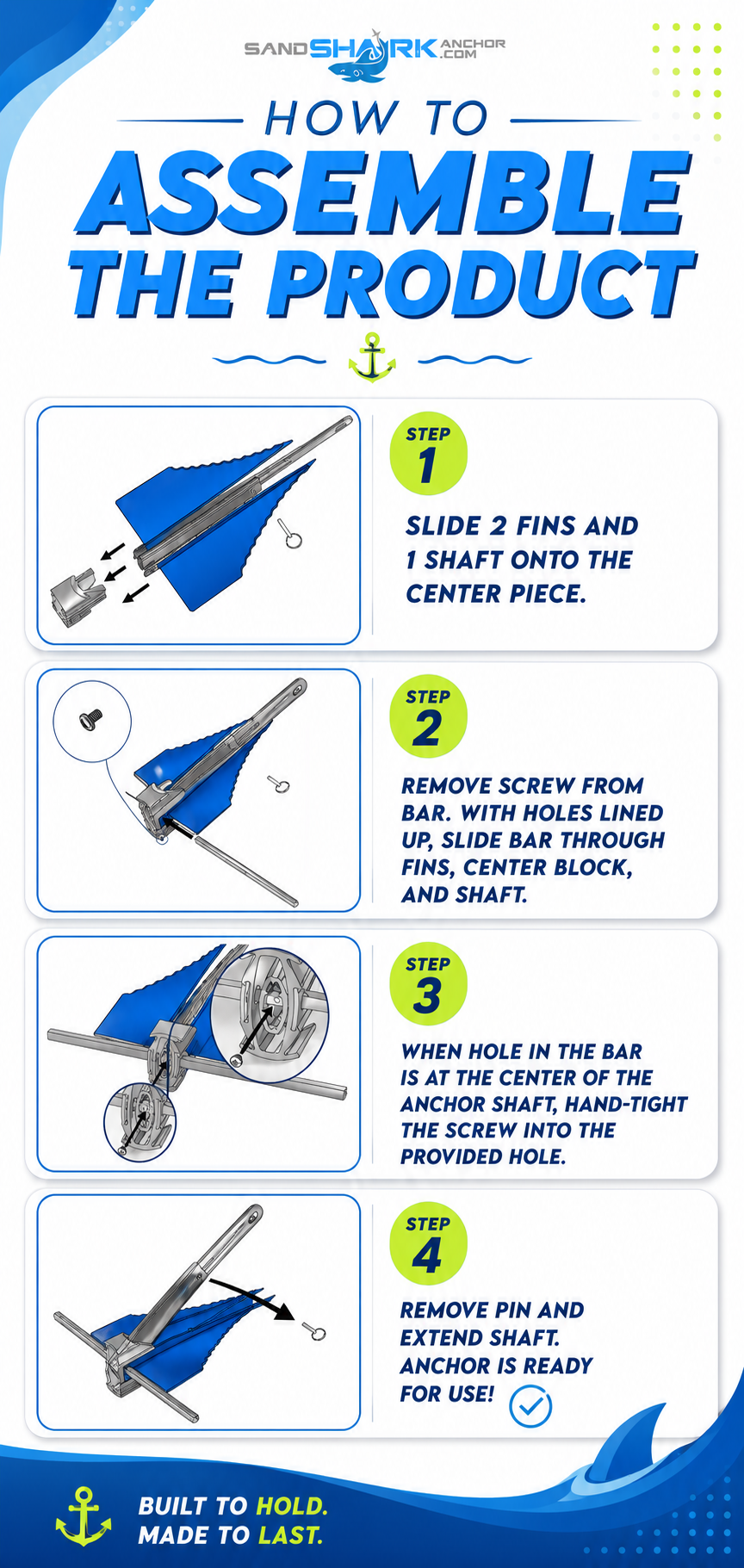 Ancla Fluke Mini – Ancla Compacta y Potente para Motos Acuáticas, Kayaks y Barcos Pequeños (Ancla, Cuerda, Estuche)