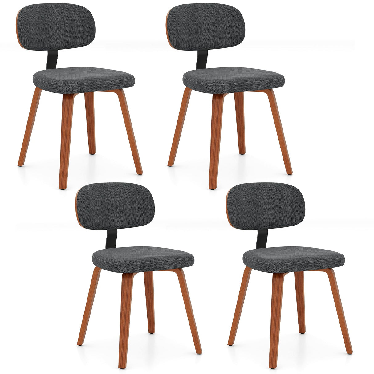 Juego de 4 sillas de cocina de madera tapizadas en tela de chenilla