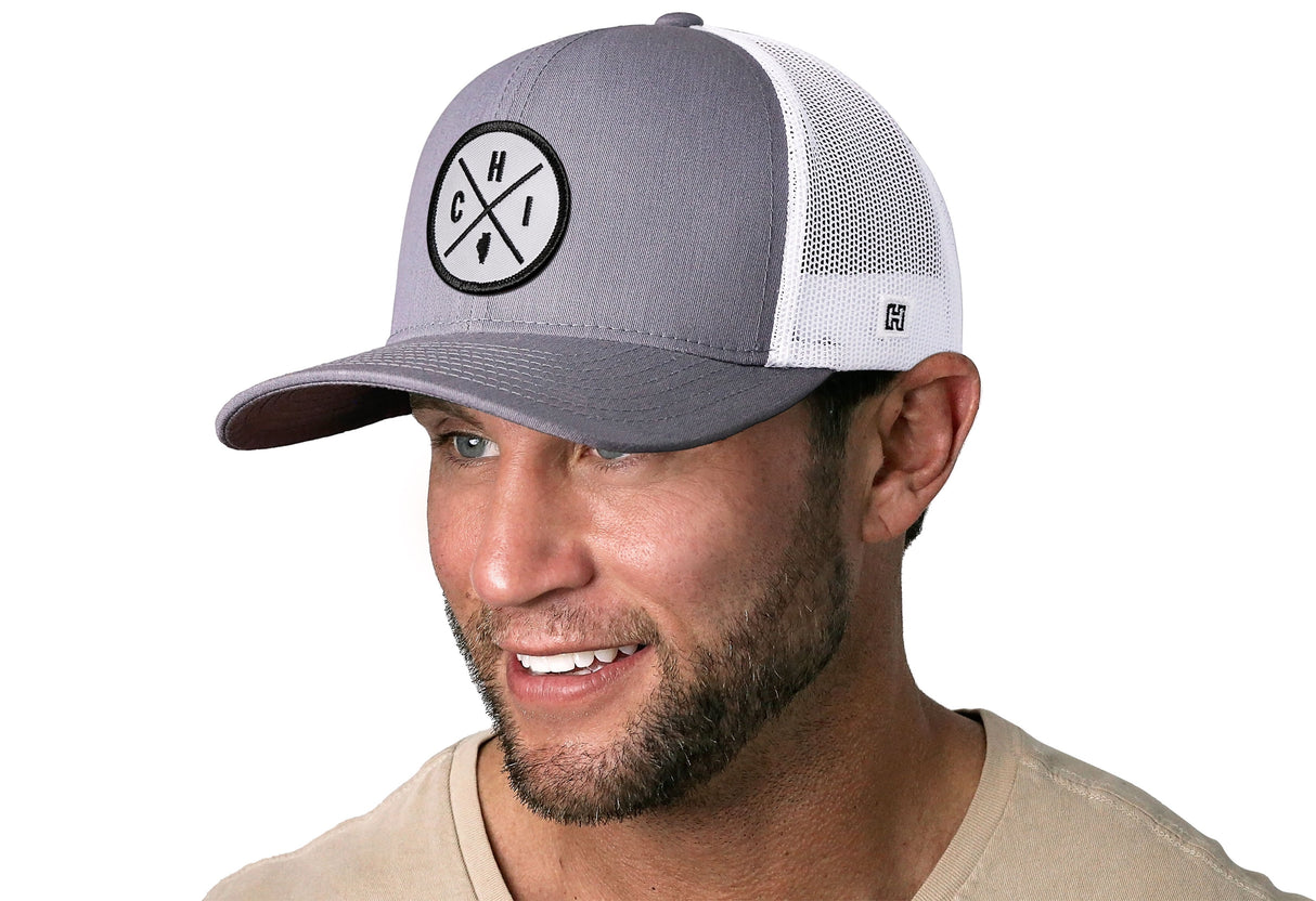 Chicago Trucker Hat | Gray-White CHI X Snapback