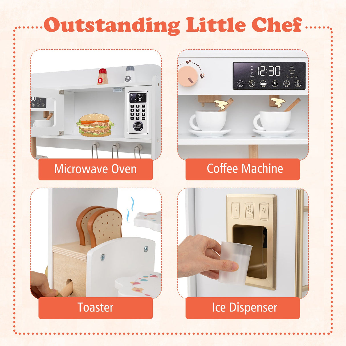 Juego de cocina de juguete de imitación para niños con luz y sonido
