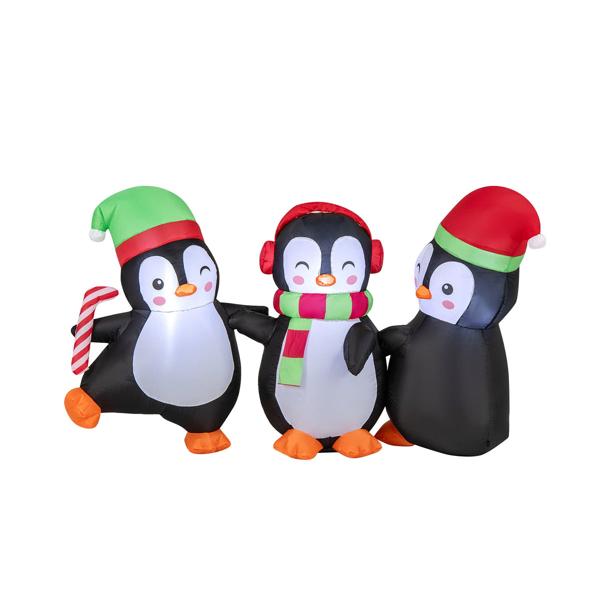 Familia de pingüinos inflables de Navidad con luces LED incorporadas