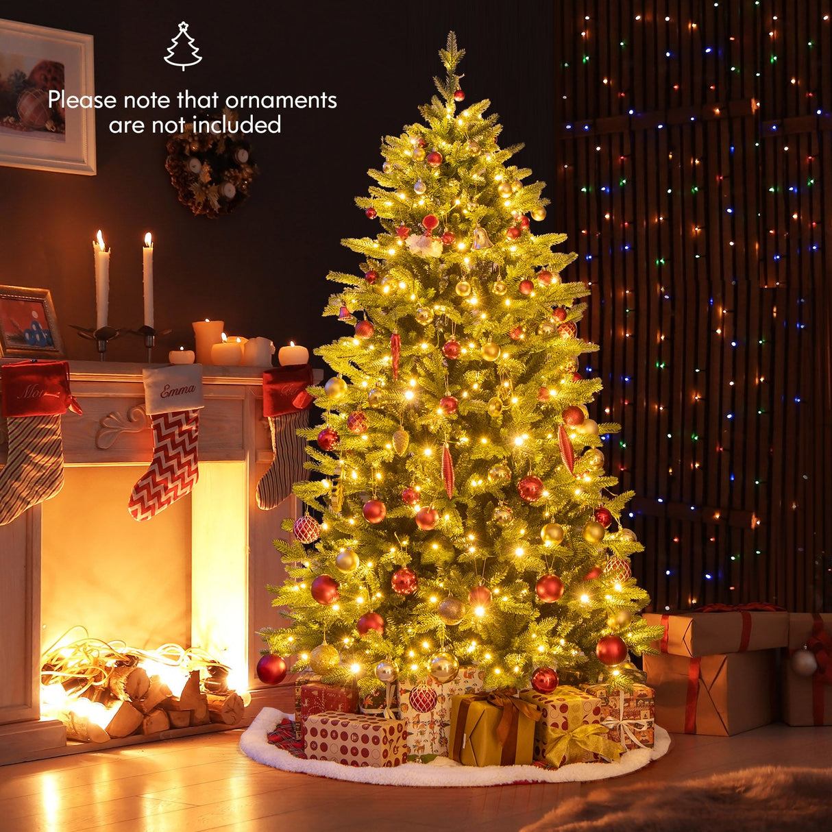 Árbol de Navidad Artificial de 1.5 m con Bisagras, 11 Modos de Iluminación y Control Remoto