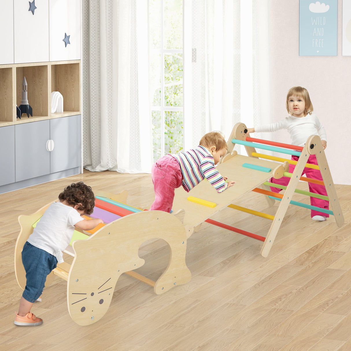 Juguetes de escalada para niños pequeños 7 en 1 con rampa reversible