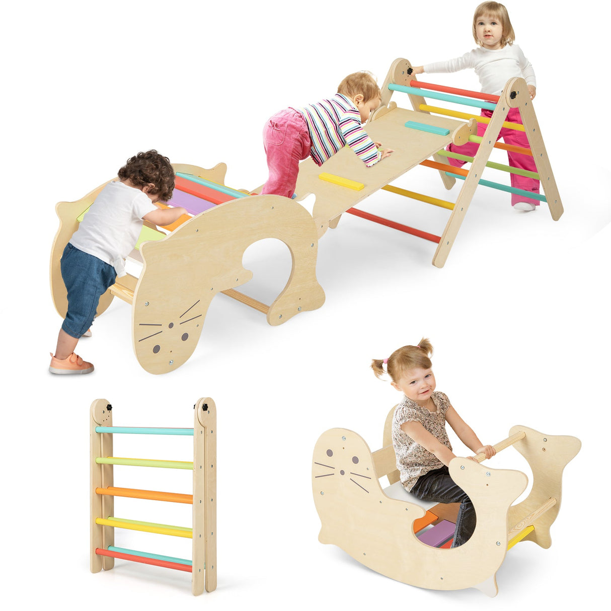 Juguetes de escalada para niños pequeños 7 en 1 con rampa reversible