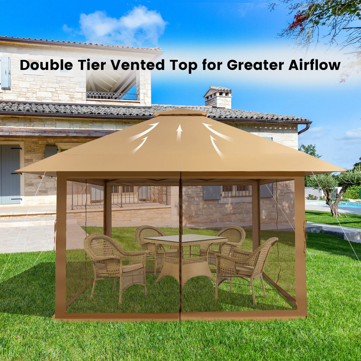Carpa instantánea plegable de 13 x 13 pies con paredes de malla