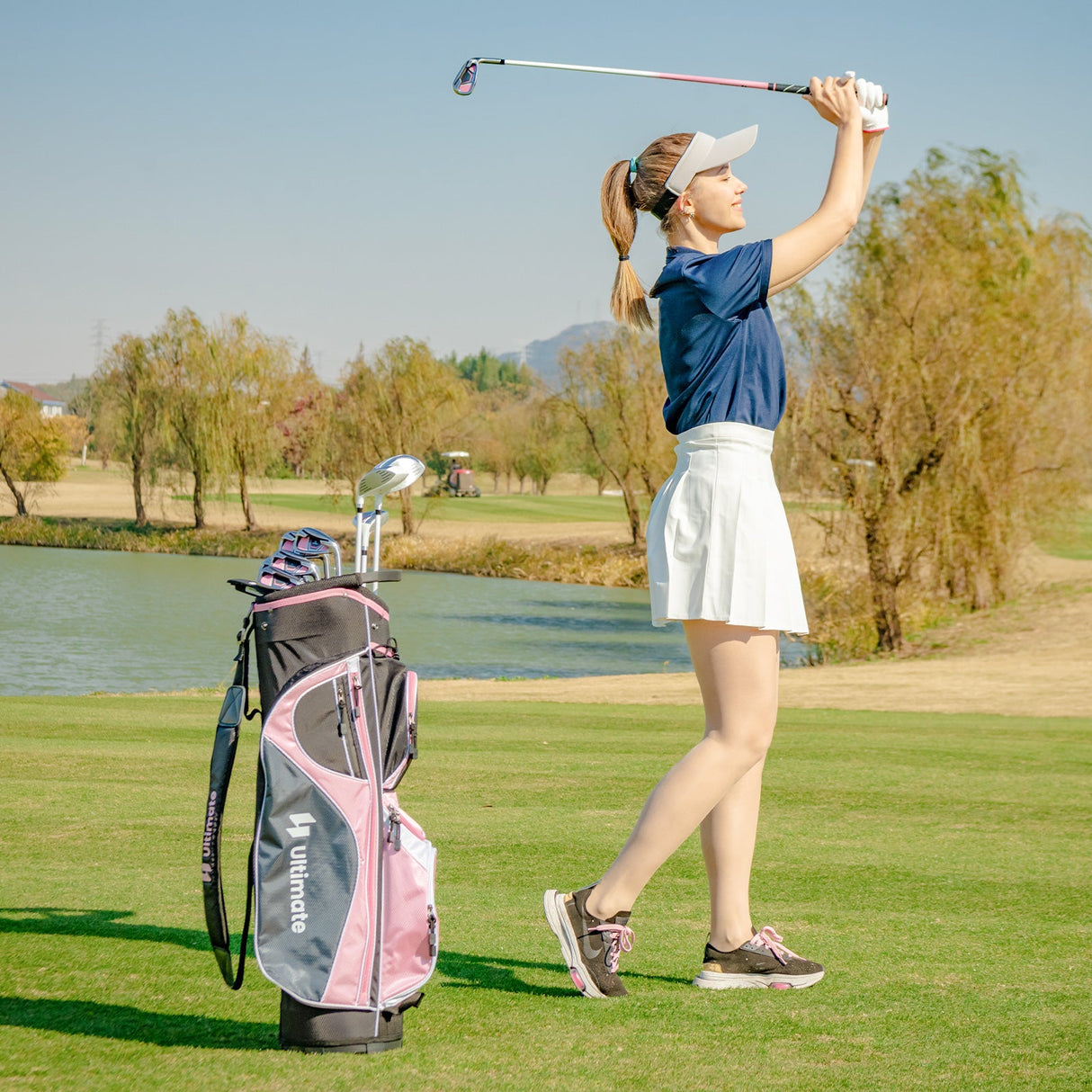 Juego completo de palos de golf para mujer diestra con cubierta para lluvia
