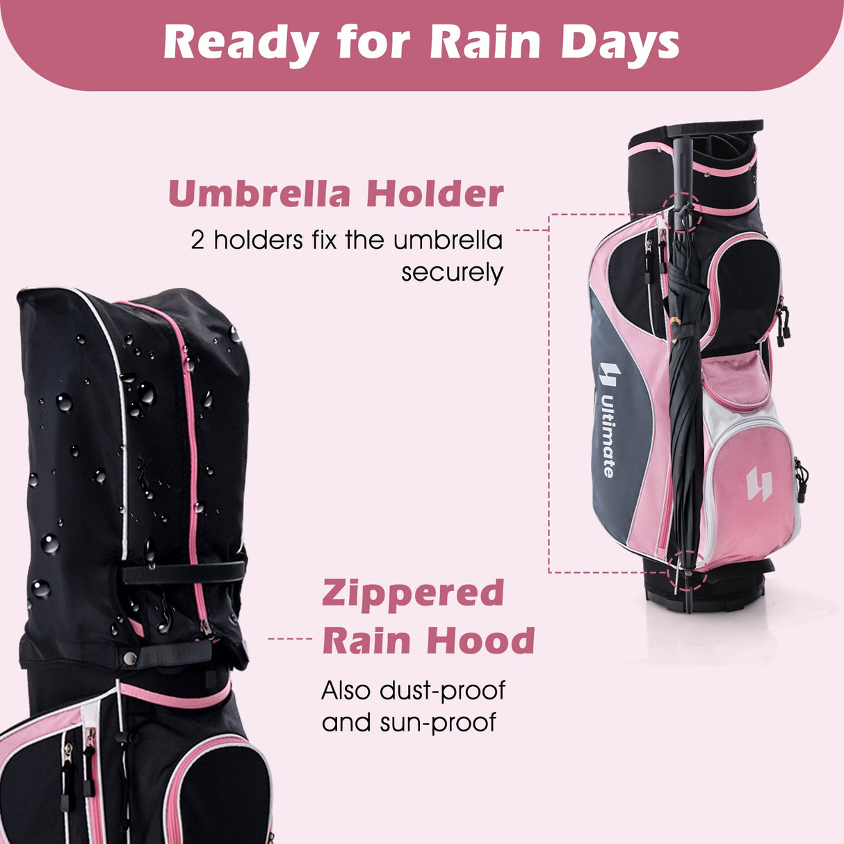 Juego completo de palos de golf para mujer diestra con cubierta para lluvia