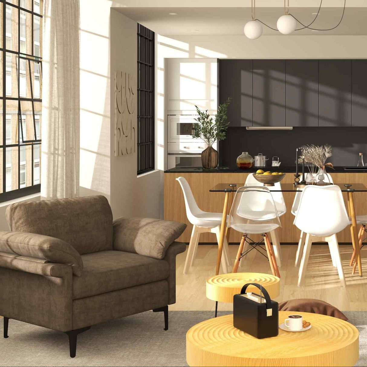 Juego de comedor moderno completo: paquete de mesa y 5 sillas de comedor - Elegante, cómodo y duradero
