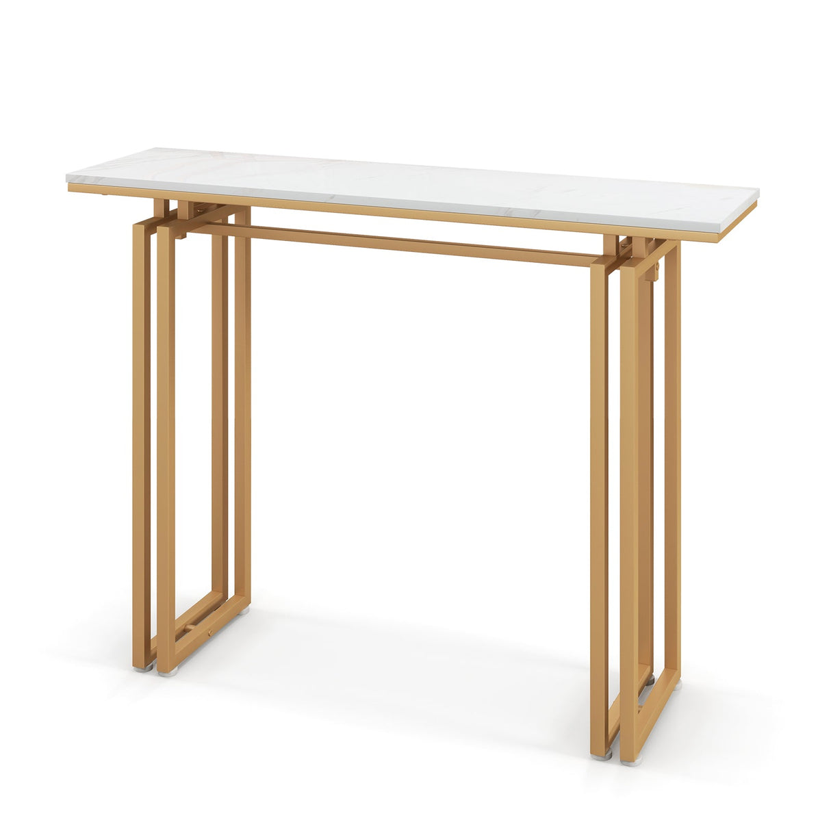 Mesa Consola de 43,5 Pulgadas con Estructura de Metal Reforzado - Dorada