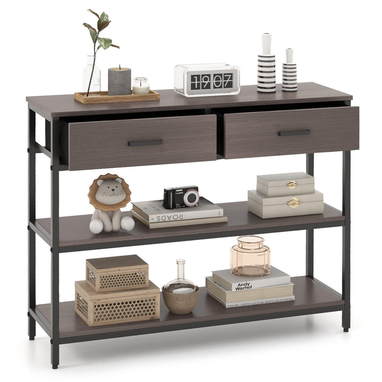 Mesa de consola con cajones plegables de tela para recibidor