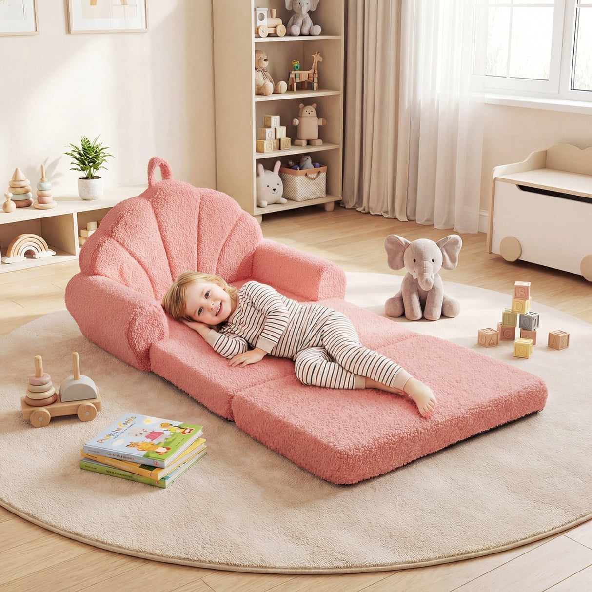 Sofá Infantil Convertible 2 en 1 Silla Plegable para Niños Pequeños