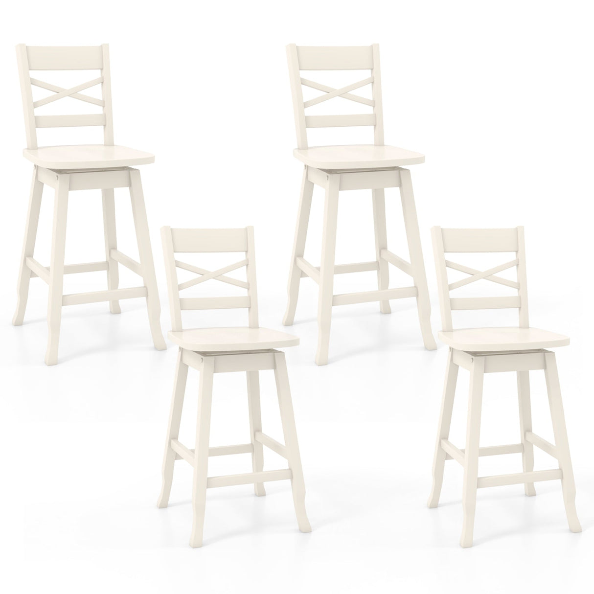 Swivel 24-Inch Counter Height Stool Set of 2 with Inclined Backrest