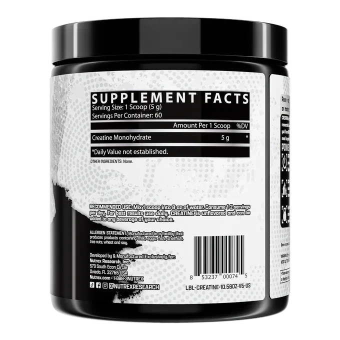 Monohidrato de creatina Nutrex, 60 porciones